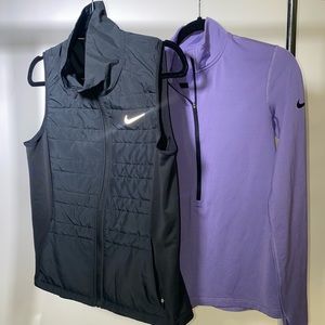 Nike running set vest & half zip long sleeve